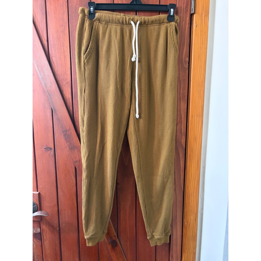 Aerie Waffle Knit Joggers Mustard Yellow Ochre Lounge Pants XS